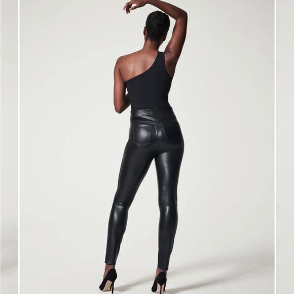 Spanx Leather-Like Ankle Skinny Pant Luxe Black Size XS TP - Picture 4 of 16